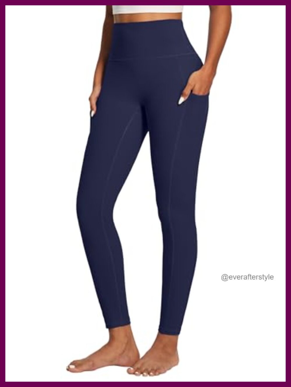 Compression Leggings Tummy Control No Front Seam Yoga Pants with Pockets